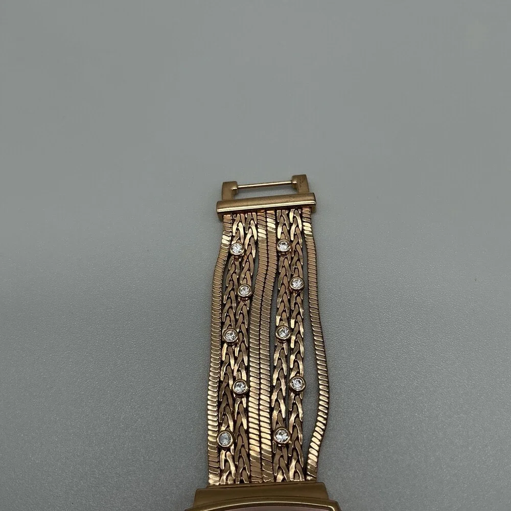 Anne Klein Womens Watch 30mm MOP Diamond Gold Tone Bracelet New Battery 7.25